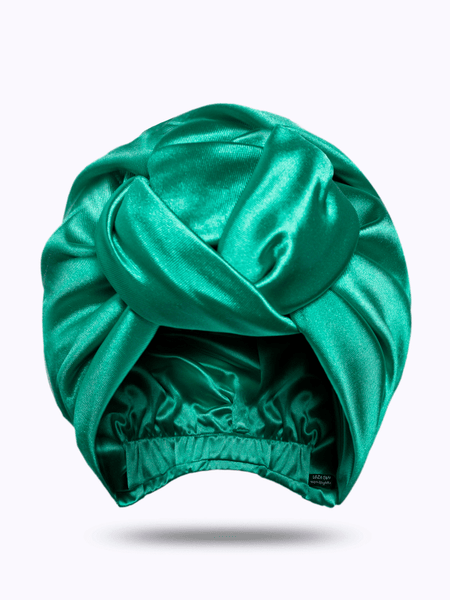 Loza Tam Emerald Green Satin Head Wrap